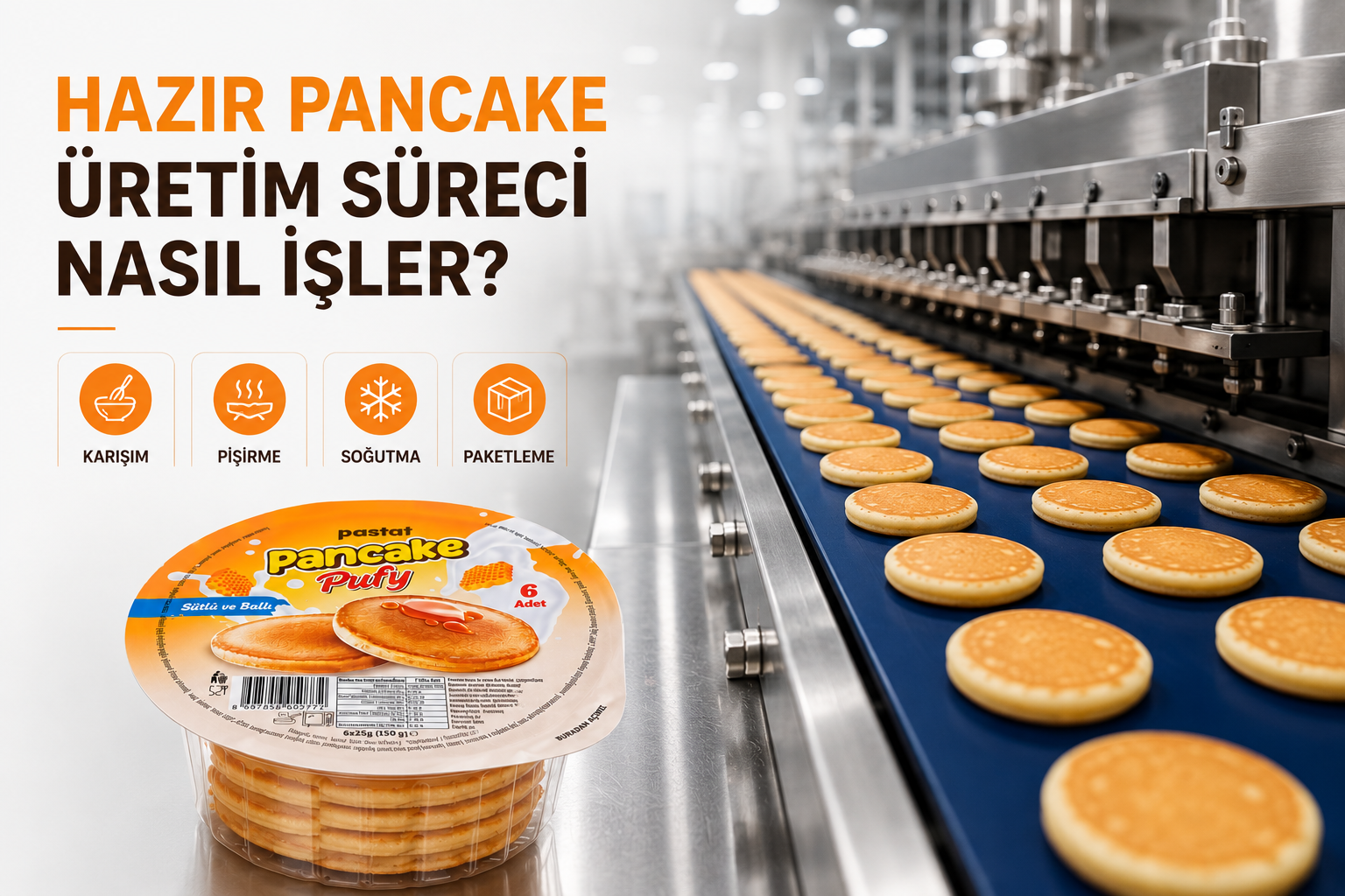 hazır pancake üretim süreci fabrika hattı