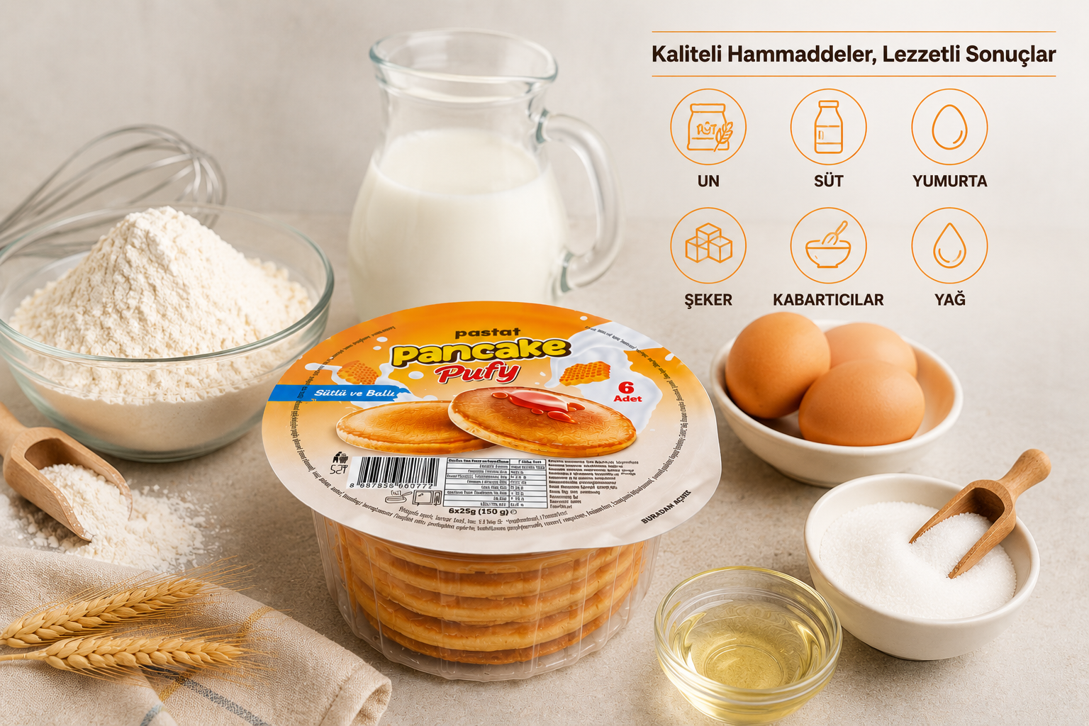 pancake üretiminde kullanılan hammaddeler