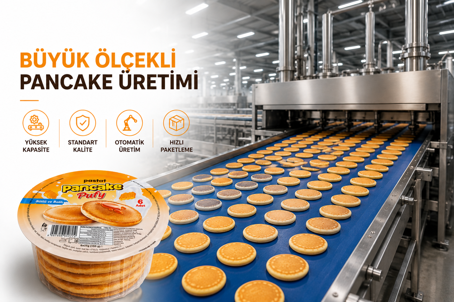 büyük ölçekli pancake üretimi fabrika hattı